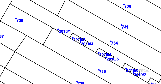 Parcela st. 2010/3 v KÚ Určice, Katastrální mapa