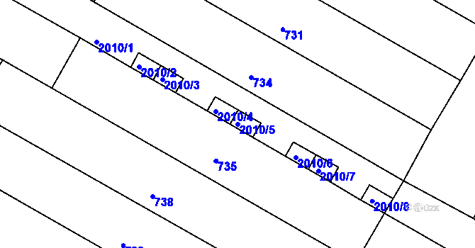 Parcela st. 2010/5 v KÚ Určice, Katastrální mapa