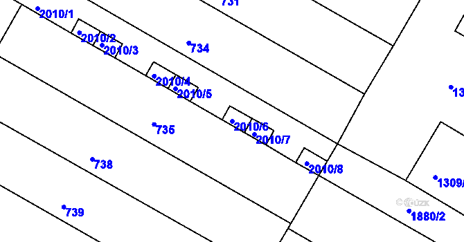 Parcela st. 2010/6 v KÚ Určice, Katastrální mapa