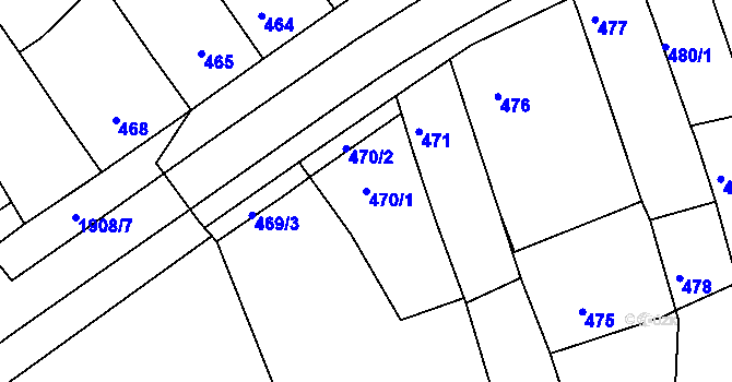 Parcela st. 470/1 v KÚ Určice, Katastrální mapa