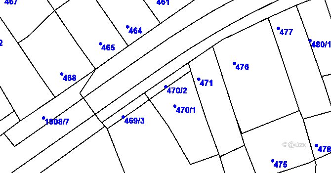 Parcela st. 470/2 v KÚ Určice, Katastrální mapa