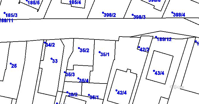 Parcela st. 35/1 v KÚ Úsilné, Katastrální mapa