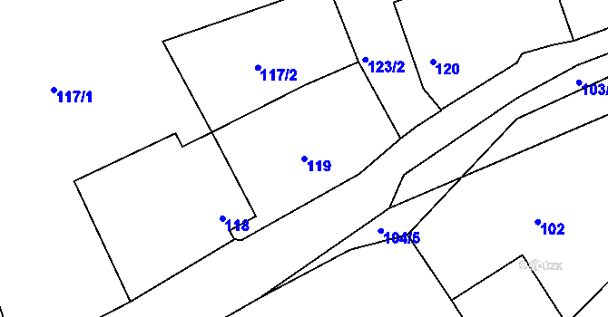 Parcela st. 119 v KÚ Úsilné, Katastrální mapa