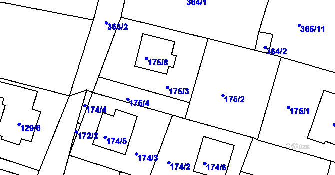 Parcela st. 175/3 v KÚ Úsilné, Katastrální mapa