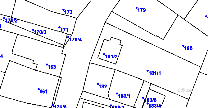 Parcela st. 181/2 v KÚ Úsilné, Katastrální mapa