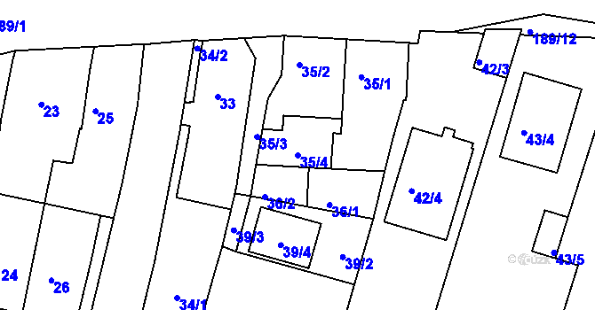 Parcela st. 35/4 v KÚ Úsilné, Katastrální mapa