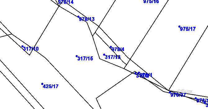 Parcela st. 317/13 v KÚ Úsilov, Katastrální mapa
