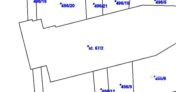 Parcela st. 67/2 v KÚ Úsilov, Katastrální mapa