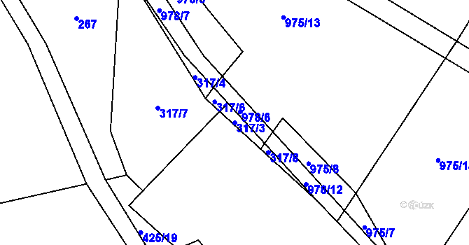 Parcela st. 317/3 v KÚ Úsilov, Katastrální mapa