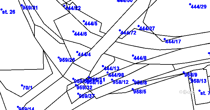 Parcela st. 444/15 v KÚ Úsilov, Katastrální mapa