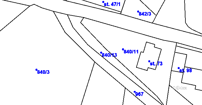 Parcela st. 840/13 v KÚ Úsilov, Katastrální mapa