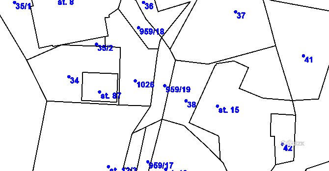 Parcela st. 959/19 v KÚ Úsilov, Katastrální mapa