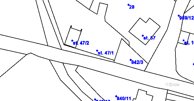 Parcela st. 47/1 v KÚ Úsilov, Katastrální mapa