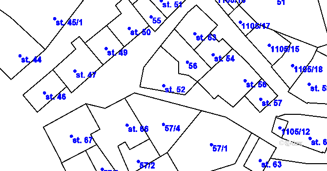 Parcela st. 52 v KÚ Úsobí, Katastrální mapa