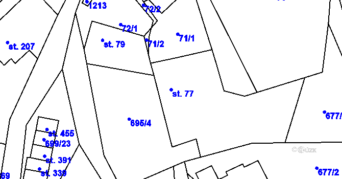 Parcela st. 77 v KÚ Úsobí, Katastrální mapa
