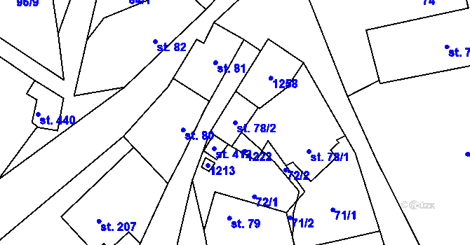Parcela st. 78/2 v KÚ Úsobí, Katastrální mapa
