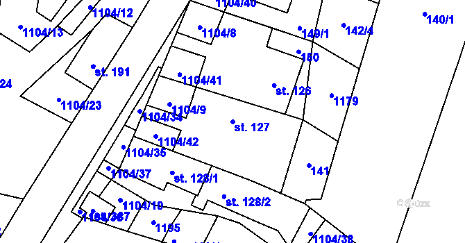 Parcela st. 127 v KÚ Úsobí, Katastrální mapa