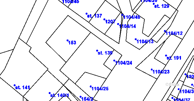 Parcela st. 139 v KÚ Úsobí, Katastrální mapa