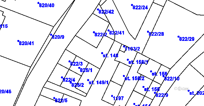 Parcela st. 148 v KÚ Úsobí, Katastrální mapa