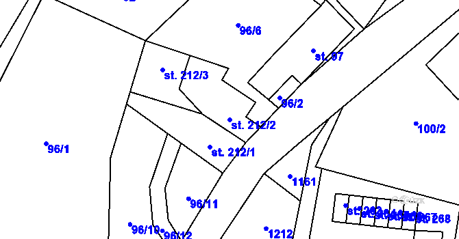Parcela st. 212/2 v KÚ Úsobí, Katastrální mapa