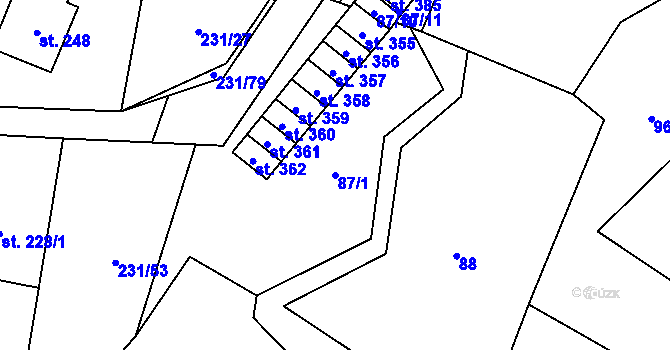 Parcela st. 87/1 v KÚ Úsobí, Katastrální mapa