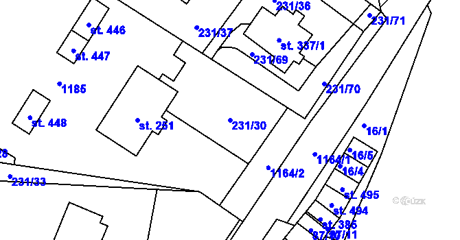 Parcela st. 231/30 v KÚ Úsobí, Katastrální mapa