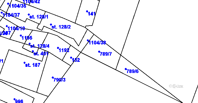 Parcela st. 789/7 v KÚ Úsobí, Katastrální mapa