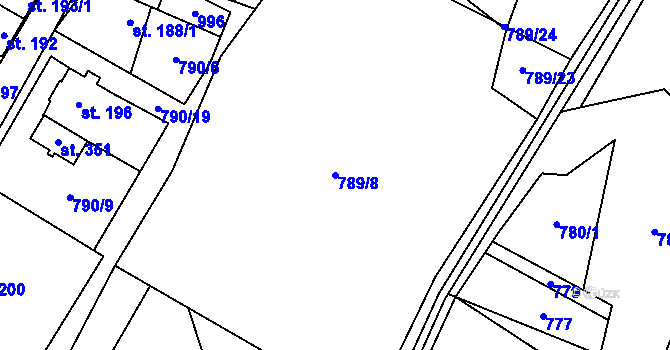 Parcela st. 789/8 v KÚ Úsobí, Katastrální mapa