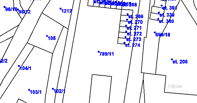 Parcela st. 789/11 v KÚ Úsobí, Katastrální mapa