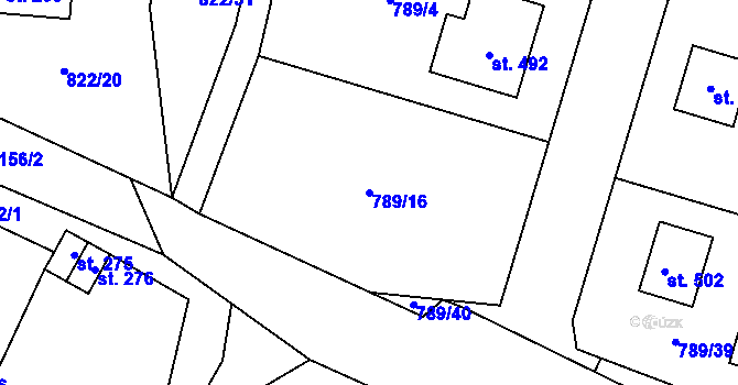 Parcela st. 789/16 v KÚ Úsobí, Katastrální mapa