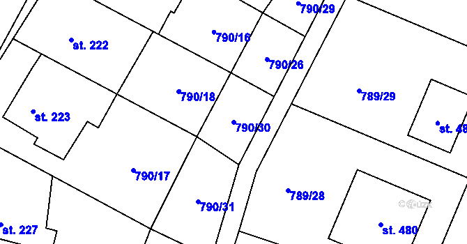 Parcela st. 790/30 v KÚ Úsobí, Katastrální mapa