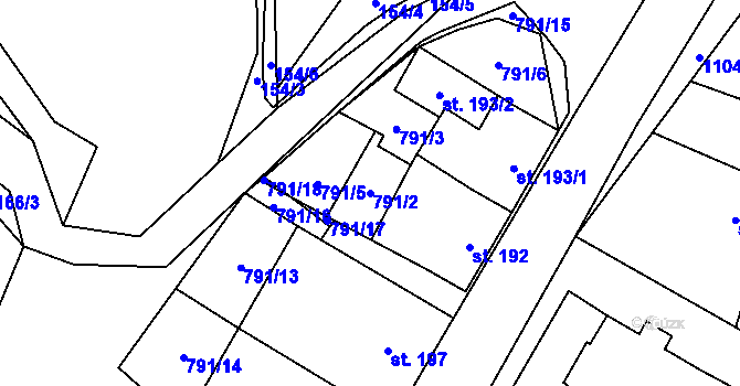 Parcela st. 791/2 v KÚ Úsobí, Katastrální mapa
