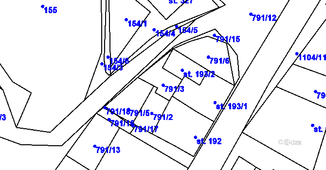 Parcela st. 791/3 v KÚ Úsobí, Katastrální mapa