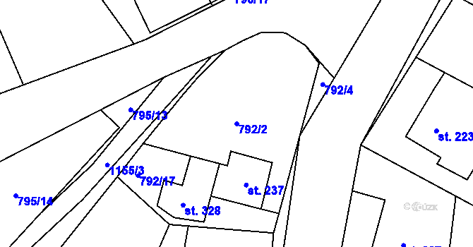 Parcela st. 792/2 v KÚ Úsobí, Katastrální mapa
