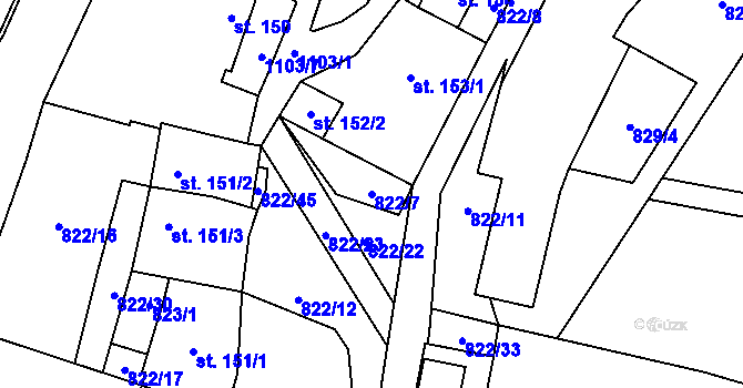 Parcela st. 822/7 v KÚ Úsobí, Katastrální mapa
