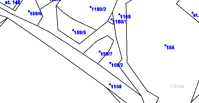 Parcela st. 159/7 v KÚ Úsobí, Katastrální mapa