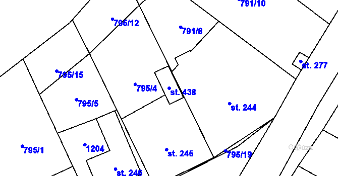 Parcela st. 438 v KÚ Úsobí, Katastrální mapa