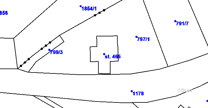 Parcela st. 465 v KÚ Úsobí, Katastrální mapa