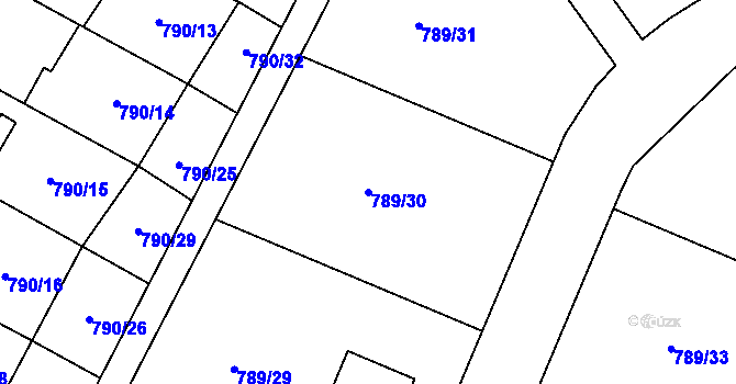 Parcela st. 789/30 v KÚ Úsobí, Katastrální mapa