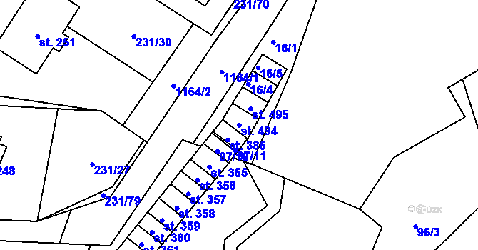 Parcela st. 494 v KÚ Úsobí, Katastrální mapa