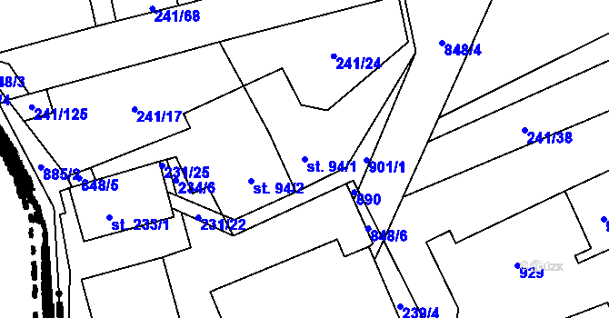 Parcela st. 94/1 v KÚ Úsobrno, Katastrální mapa