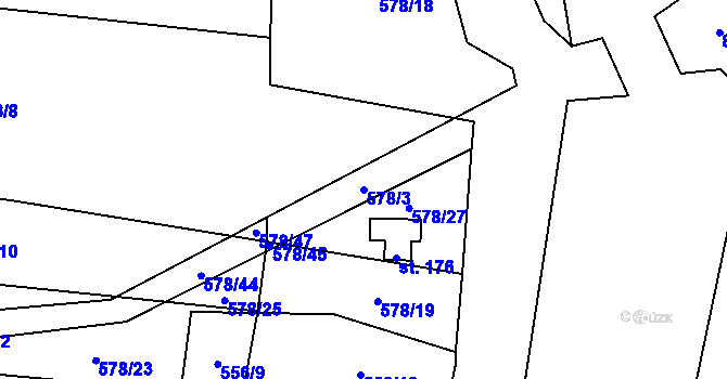 Parcela st. 578/3 v KÚ Úsobrno, Katastrální mapa