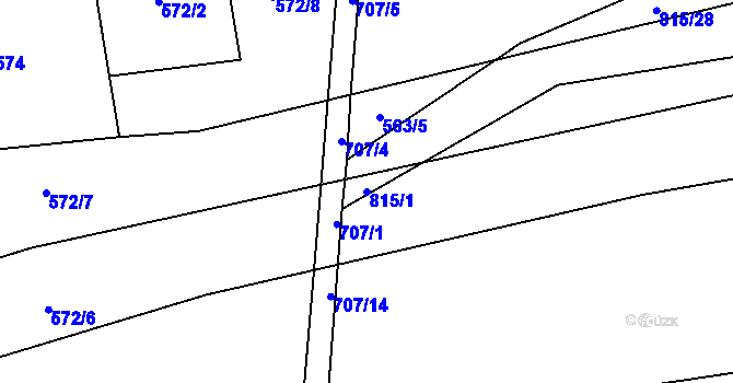 Parcela st. 815/1 v KÚ Úsobrno, Katastrální mapa