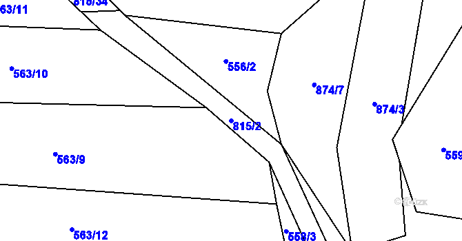 Parcela st. 815/2 v KÚ Úsobrno, Katastrální mapa