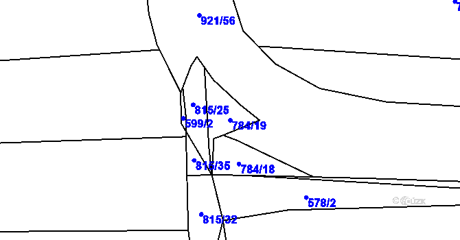 Parcela st. 784/19 v KÚ Úsobrno, Katastrální mapa