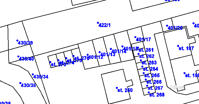 Parcela st. 401/13 v KÚ Úsobrno, Katastrální mapa