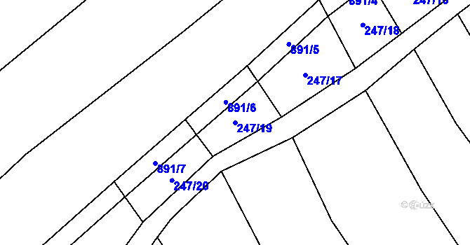 Parcela st. 247/19 v KÚ Úsobrno, Katastrální mapa