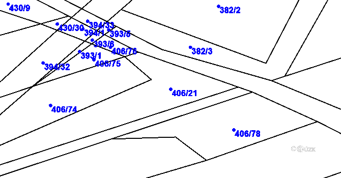 Parcela st. 406/21 v KÚ Úsobrno, Katastrální mapa