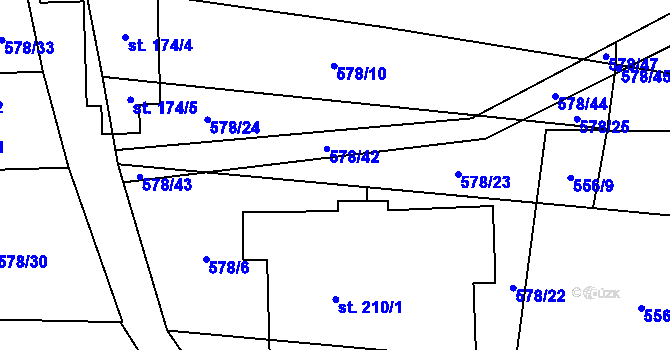 Parcela st. 578/49 v KÚ Úsobrno, Katastrální mapa