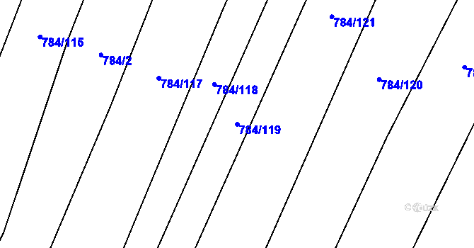 Parcela st. 784/119 v KÚ Úsobrno, Katastrální mapa
